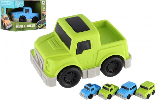 Mini plastové autíčko na zotrvačník 9 cm – 4 druhy