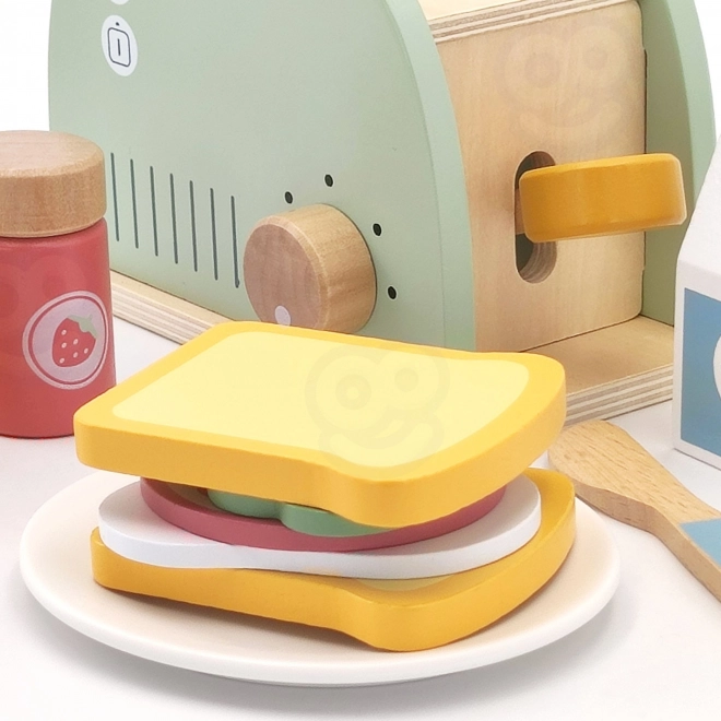 Drevený toaster pastelový raňajkový set od Tooky Toy