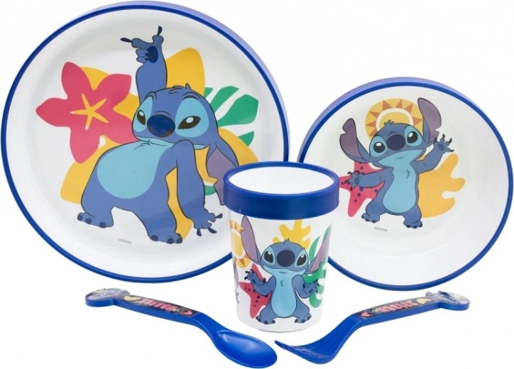 Detská jedálenská sada 5v1 s motívom Stitch