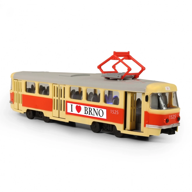 Električka oznamujúca zastávky po česky 28 cm BRNO