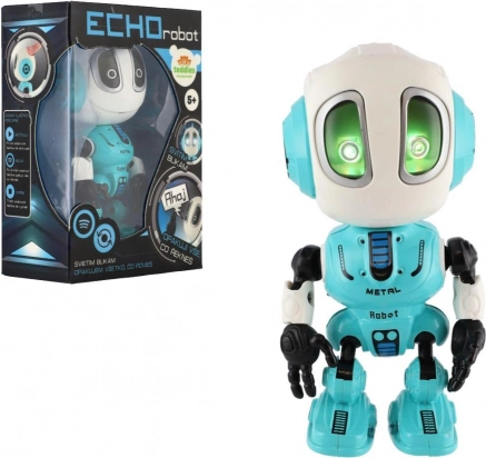 hovoriaci robot Echo 12 cm modrý so svetlom a zvukom na batérie