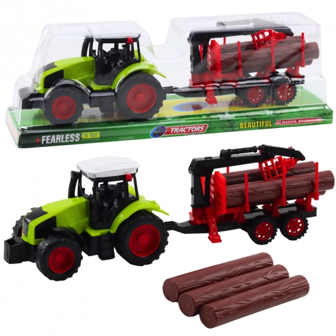 Traktor s prívesom na prevoz dreva