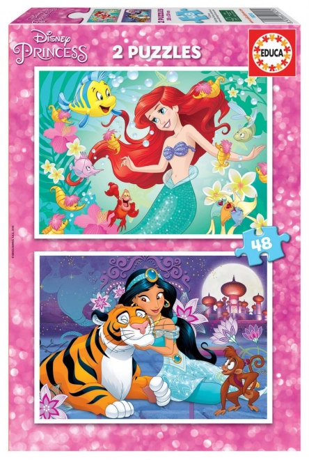 Educa puzzle Disney princezné: Ariel a Jasmína 2x48 dielikov