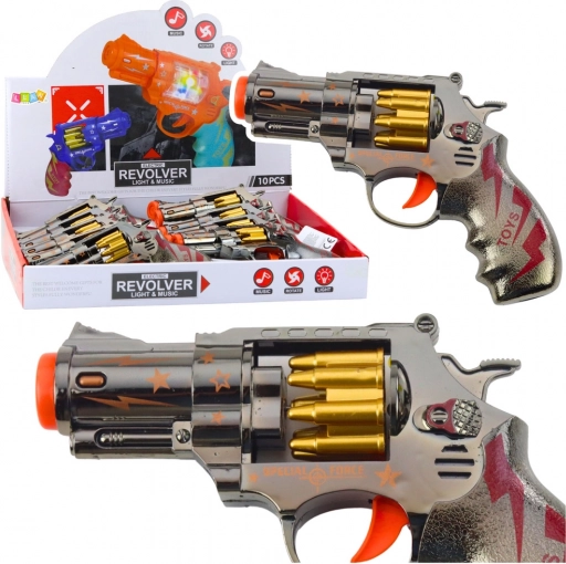 Detský revolver so svetlami a zvukmi, otočný zásobník