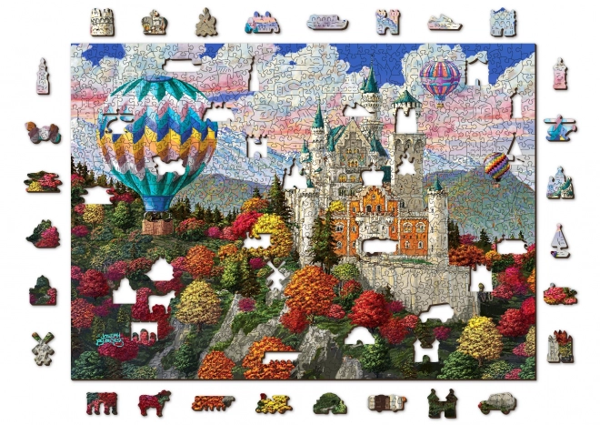 Drevené puzzle zámok Neuschwanstein 2v1