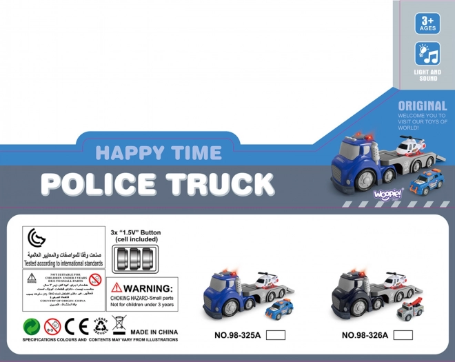 Woopie Modrý Policajný Náves City Truck so Svetelnými a Zvukovými Efektmi