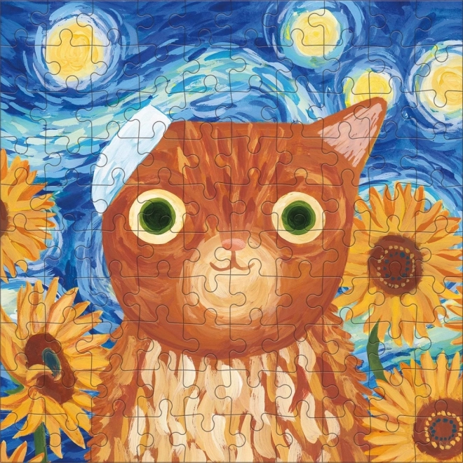 Puzzle v plechovke Artsy Cats: Vincat Van Gogh 100 dielikov