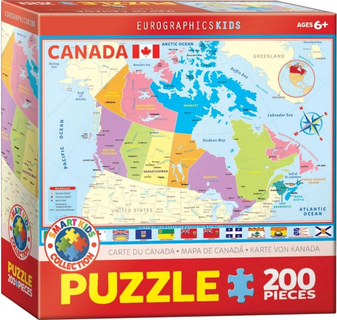 Puzzle Mapa Kanady 200 dielikov