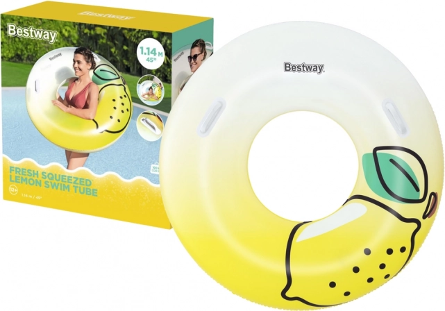 Bestway nafukovací plavecký kruh s madlami citrón 114 cm