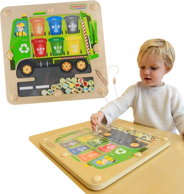 Masterkidz Magnetická Tabuľa Triedenie Odpadu Recyklačný Nákladné Auto Montessori