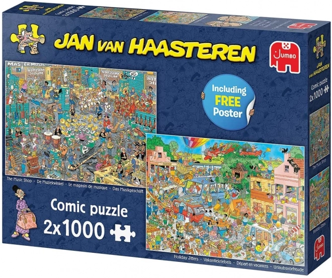 Jumbo Puzzle Jan van Haasteren Obchod s Hudebninami & Prázdninová Nervozita 2x1000 Dielikov