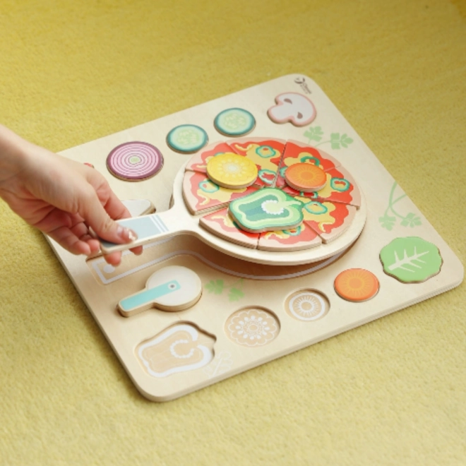 CLASSIC WORLD Drevená pizza na krájanie, puzzle 22 dielov
