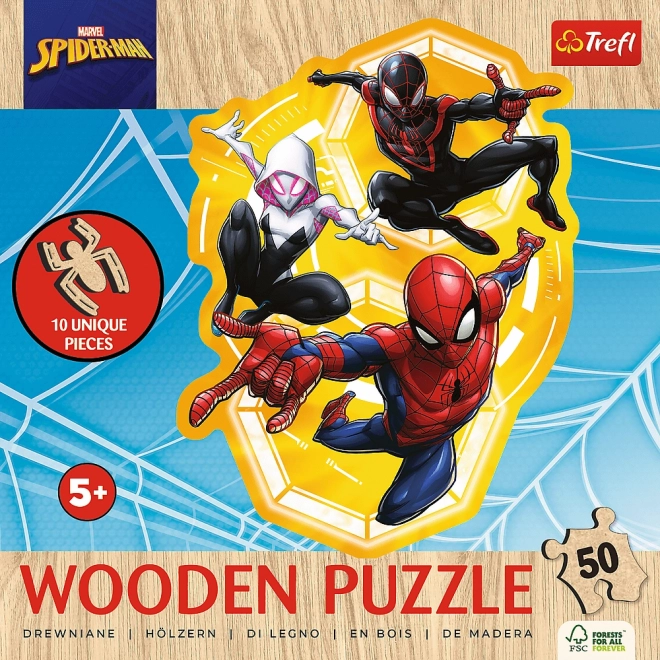 Drevené obrysové puzzle Spiderman: Pripravený do akcie