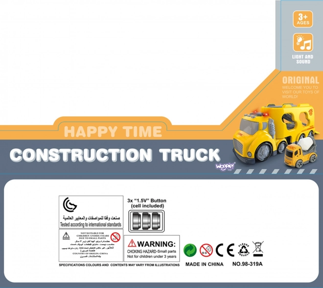 Veľká žltá odťahová služba City Truck so zvukovými a svetelnými efektmi