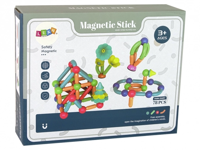 Magnetické konštrukčné plastové kocky 78 dielov