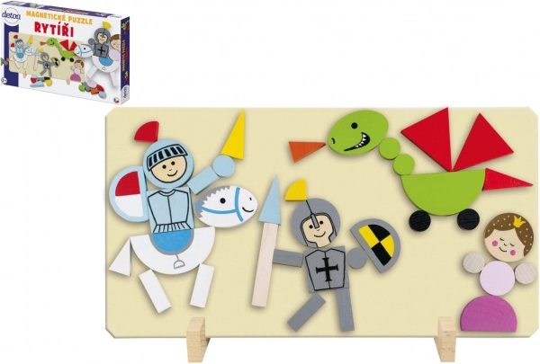 Magnetické drevené puzzle rytieri DETOA