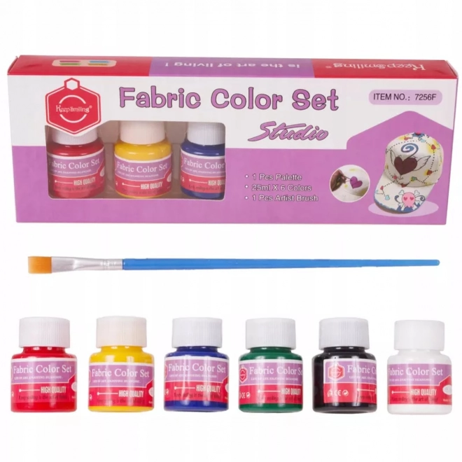 Farby na textil - sada 6 farieb x 25ml s paletou a štetcom