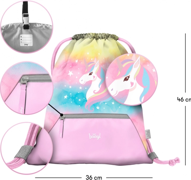 Set 3 BAAGL Zippy plus Rainbow Unicorn: aktovka, peračník a vrecko