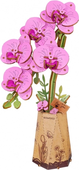 3D Drevený Kvet Fialová Orchidea