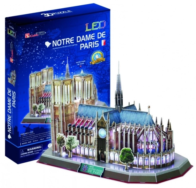 3D puzzle Katedrála Notre Dame so svetlom