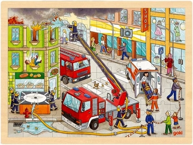 Drevené puzzle Hasiči 96 dielikov od GOKI