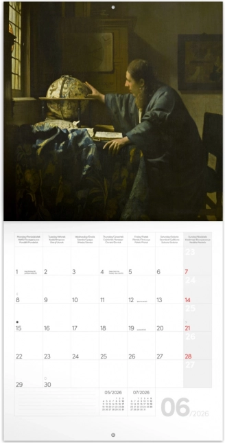 Poznámkový kalendár Johannes Vermeer 2026