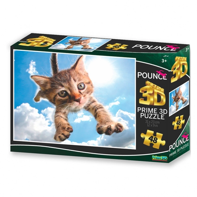 Prime 3D Puzzle Skákajúca Mačka: Sparkles 3D 48 Dielikov