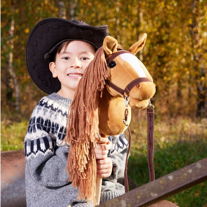 Drevený kôň na tyči Hobby Horse HOPPIHORSE Gaštanová hnedá