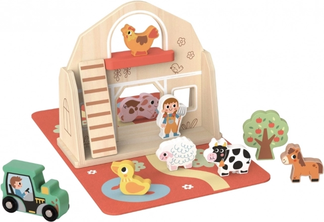 Tooky Toy Drevená skladacia farma s figúrkami zvieratiek
