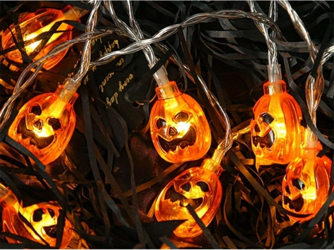 Halloweenské LED dýně na zavěšení 200cm