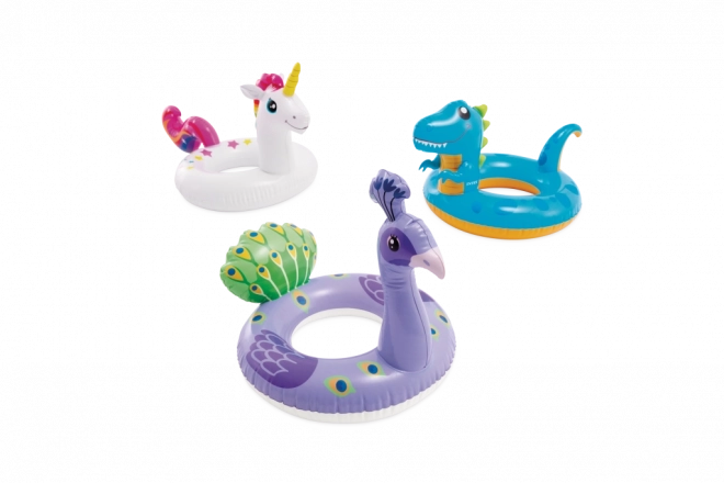 detský nafukovací plávací kruh zvieratko 86 × 58 cm (lama, jednorožec, dinosaurus)
