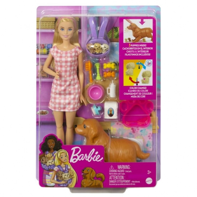 Bábika Mattel Barbie a novorodené šteniatka