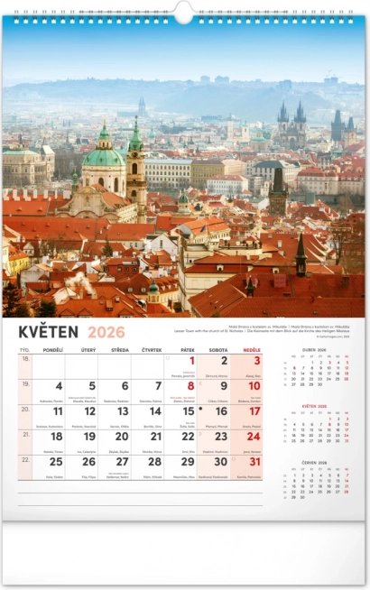 Nástenný kalendár Praha 2026