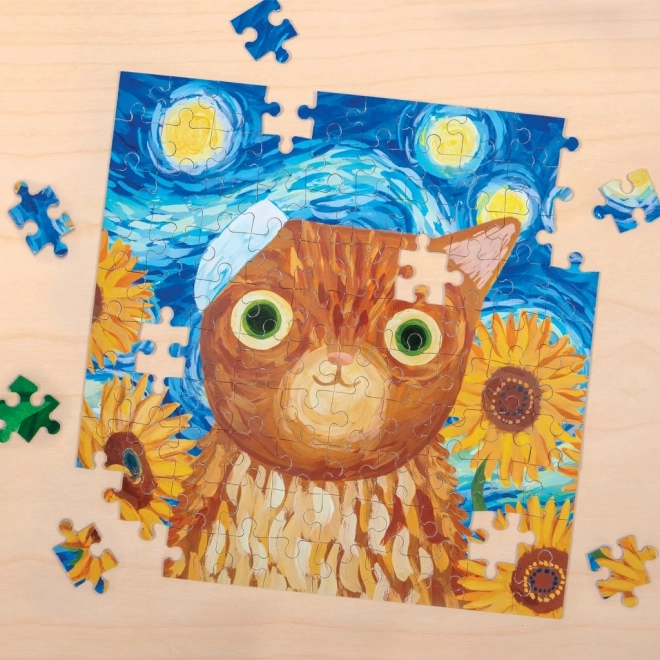 Puzzle v plechovke Artsy Cats: Vincat Van Gogh 100 dielikov