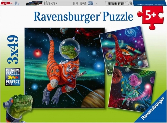 Ravensburger Puzzle Dinosauri vo Vesmíre 3x49 Dielikov