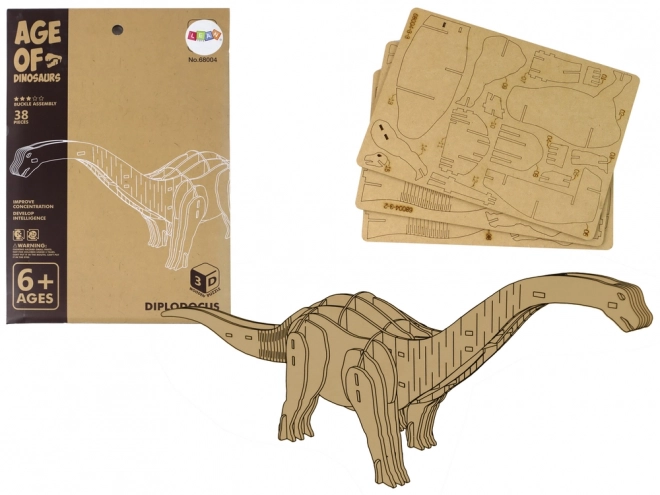 Drevené 3D puzzle Brontosaurus