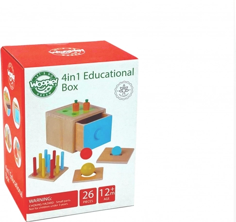 Woopie Green drevená edukačná zásuvková triediaca hračka Montessori