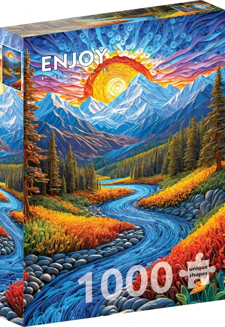 Puzzle Východ slnka nad krajinou 1000 dielikov