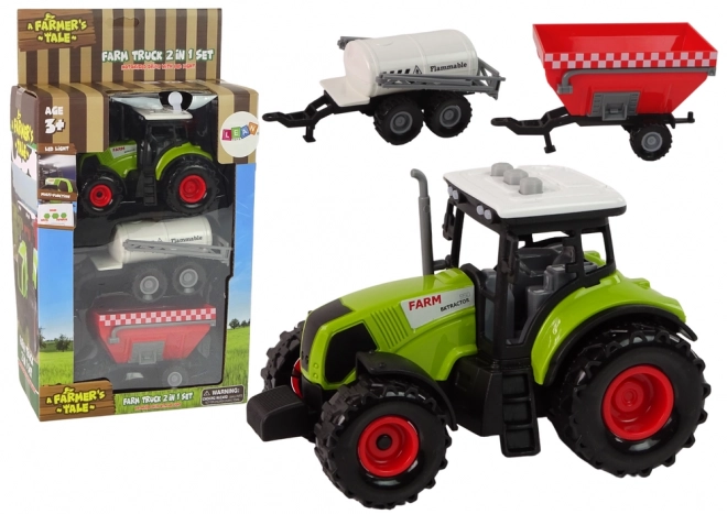 Veľký traktor s LED svetlami a zvukmi - sada 2 poľnohospodárskych strojov