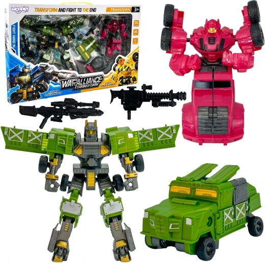 Woopie transformujúci roboti sada 4v1 bojové vozidlá