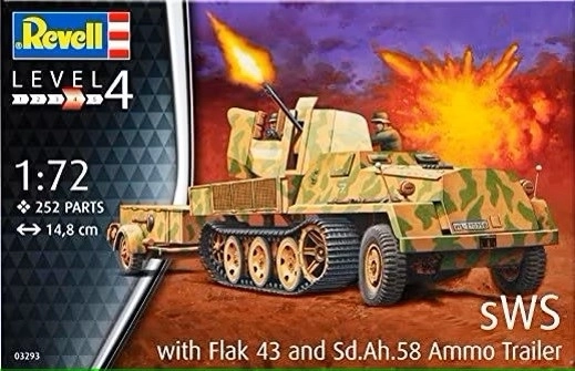Model plastového SWS s Flak43 a SD AH58 Ammo prívesom