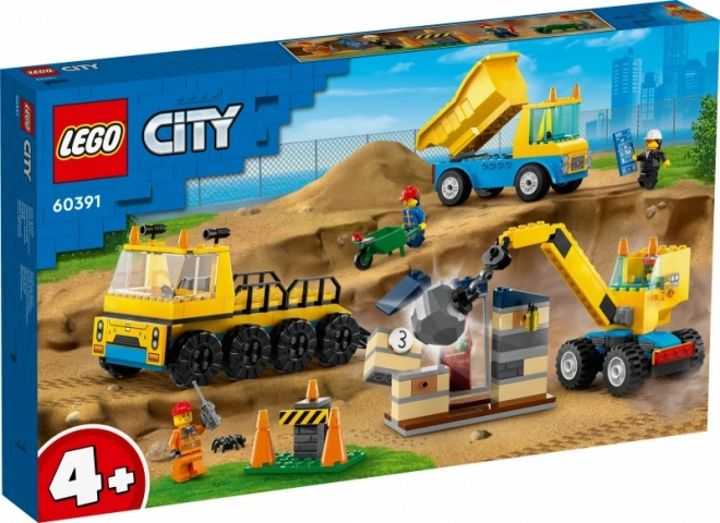 Stavebnica Lego City nákladné autá a žeriav s demolačnou guľou