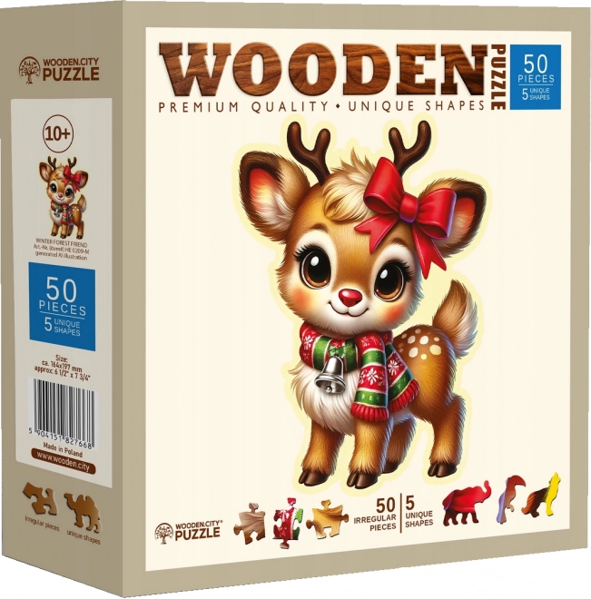 Drevené puzzle Zimný priateľ 50 dielikov