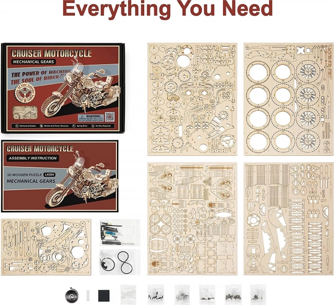Motocykel Cruiser LK504 - 3D drevená stavebnica