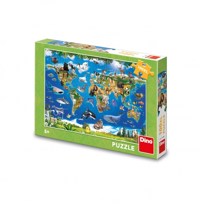 Mapa zvierat 100XL puzzle