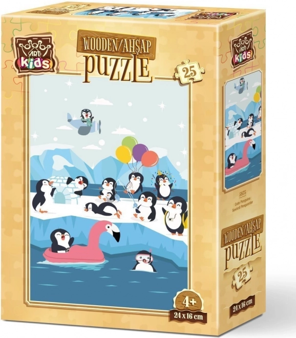 Drevené puzzle roztomilé tučniaky 25 dielikov