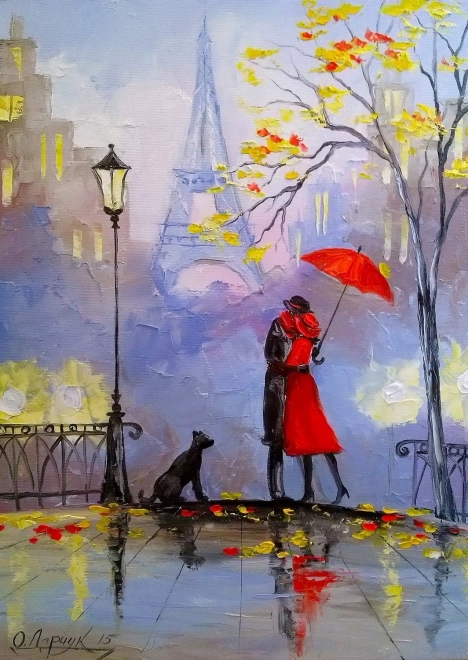 Puzzle Daždivý deň v Paríži 1000 dielikov