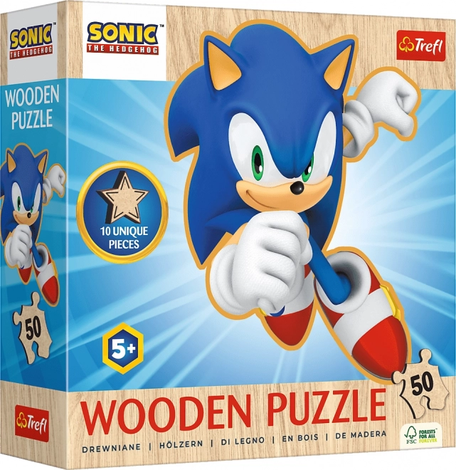 Drevené puzzle 50 dielikov Veselý Sonic