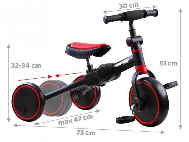 Detský trojkolesový bicykel 3v1 Tiny Bike – Červená