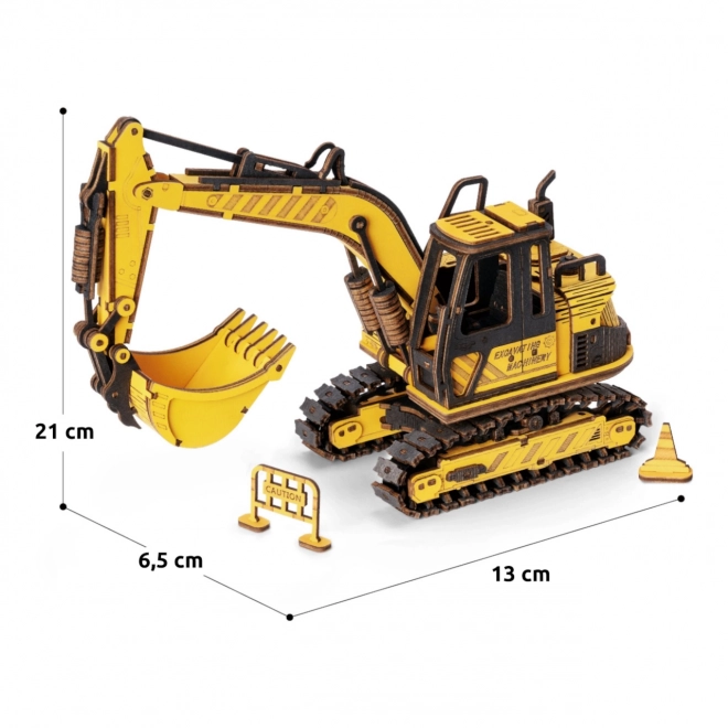 RoboTime Drevené 3D puzzle - Bager